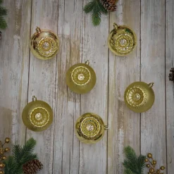 Outlet 6-Piece Shatterproof Glittering Gold Ornaments Tree Ornaments