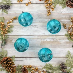 Hot 4-Piece Shatterproof Swirling Blue Ornaments Tree Ornaments