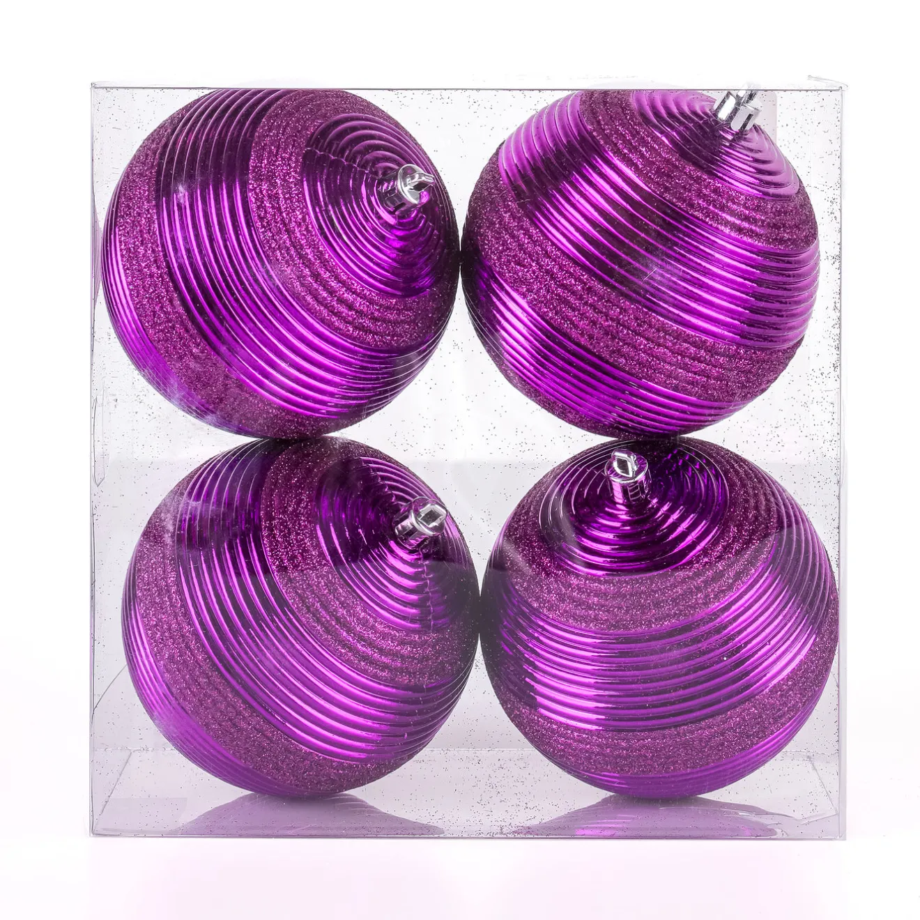 Clearance 4-Piece Shatterproof Swirling Purple Ornaments Tree Ornaments