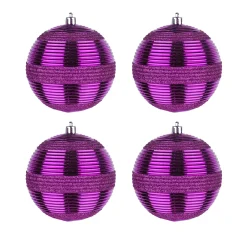 Clearance 4-Piece Shatterproof Swirling Purple Ornaments Tree Ornaments