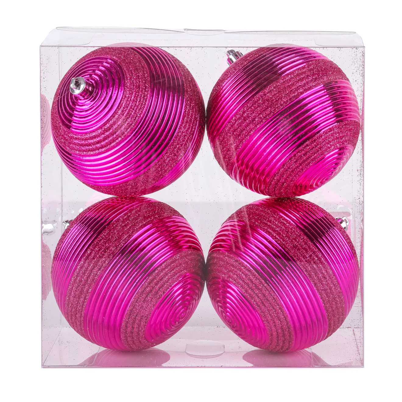 Clearance 4-Piece Shatterproof Swirling Pink Ornaments Tree Ornaments