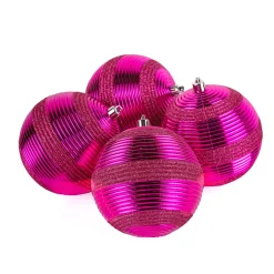 Clearance 4-Piece Shatterproof Swirling Pink Ornaments Tree Ornaments