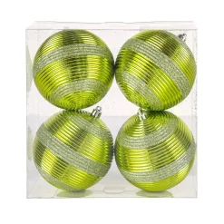 Online 4-Piece Shatterproof Swirling Lime Green Ornaments Tree Ornaments