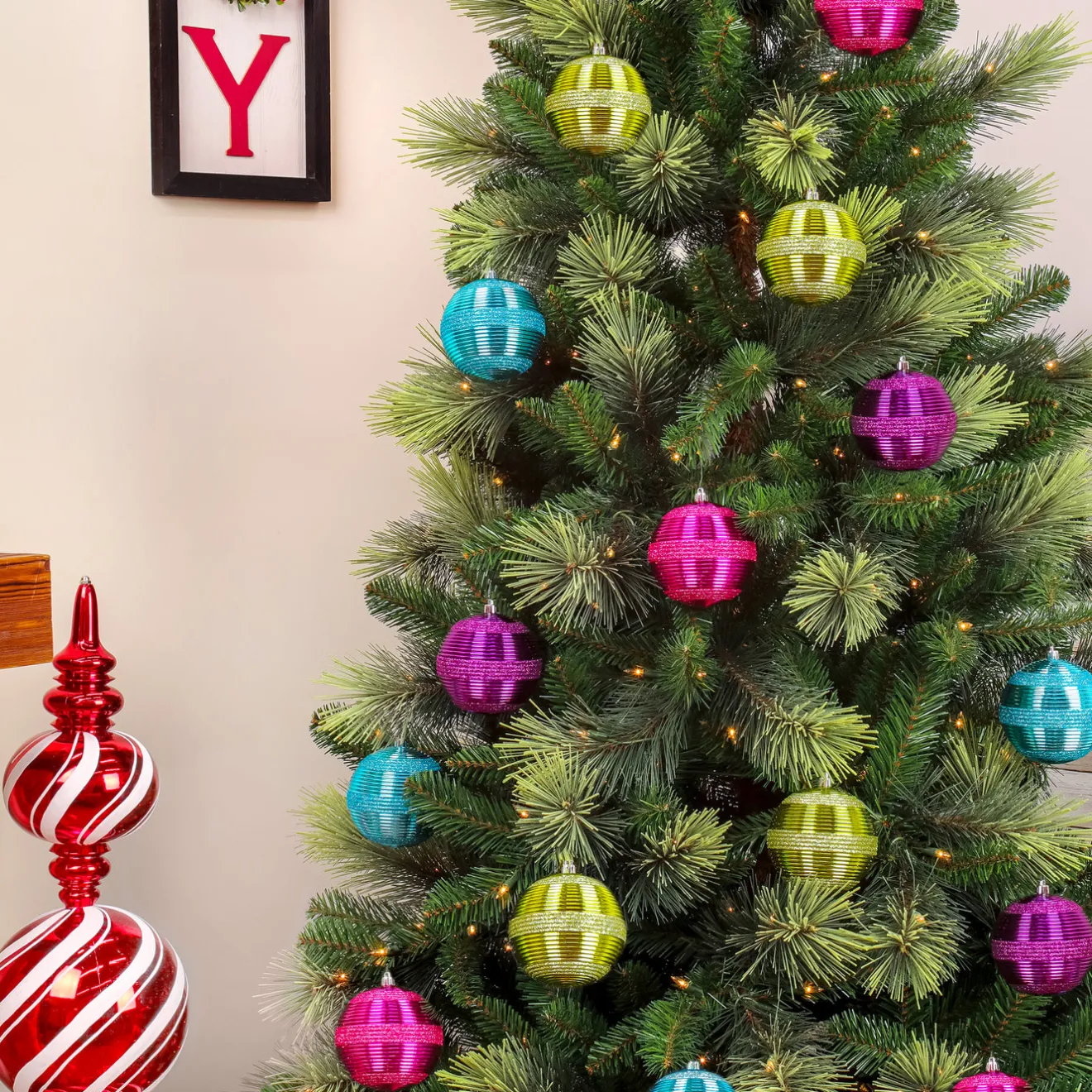 Online 4-Piece Shatterproof Swirling Lime Green Ornaments Tree Ornaments