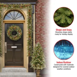 Online Pre-Lit Frosted Berry Assortment with 2 Entrance Trees, 1 Wreath, 2 Garland Assortment Bundles