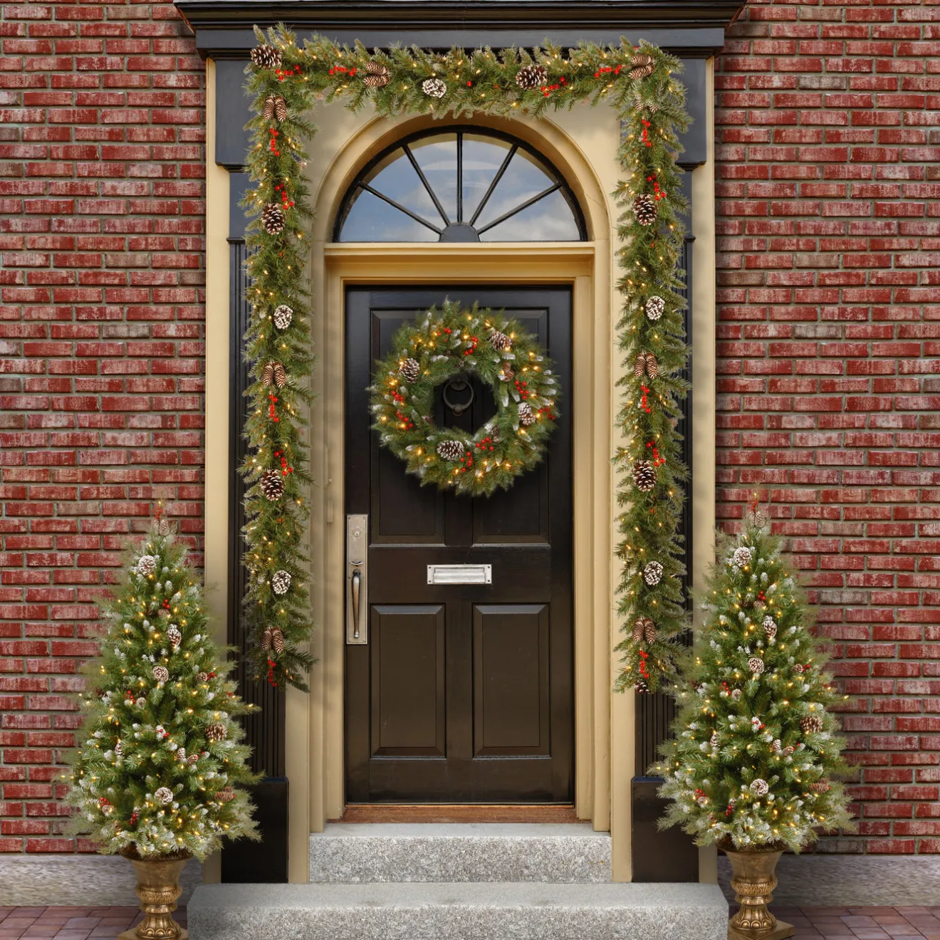 Online Pre-Lit Frosted Berry Assortment with 2 Entrance Trees, 1 Wreath, 2 Garland Assortment Bundles