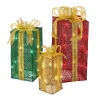 Hot Pre-Lit Multicolor Gift Boxes, Set of Three, White Lights Yard Decorations
