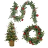 Online Pre-Lit Scotch Creek Fir Assortment Set of 1 Entrance Tree, 1 Wreath, 1 Garland Assortment Bundles