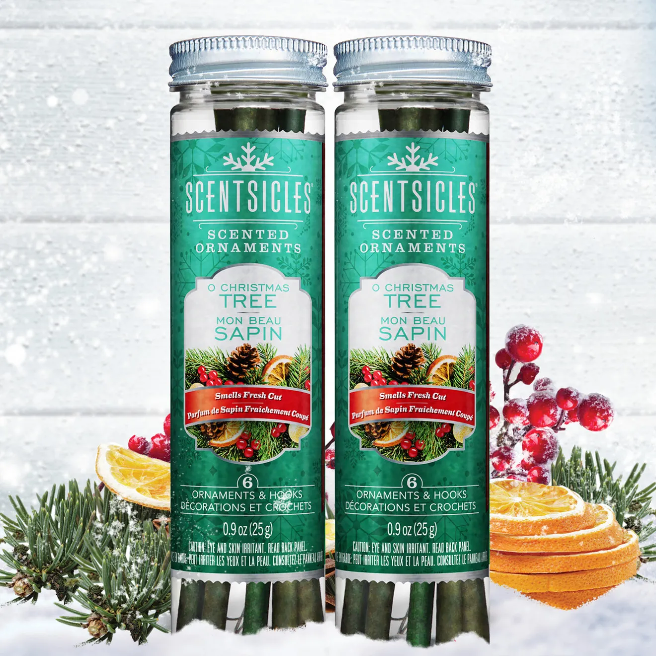 Best Scented Ornaments, 2- Pack- 6ct Bottle, O Christmas Tree, Fragrance-Infused Paper Sticks Scentsicles