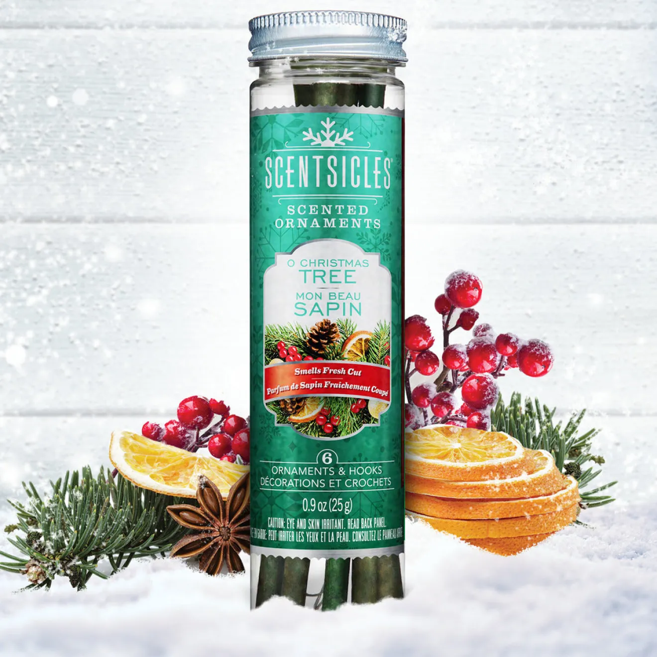 Best Scented Ornaments, 2- Pack- 6ct Bottle, O Christmas Tree, Fragrance-Infused Paper Sticks Scentsicles