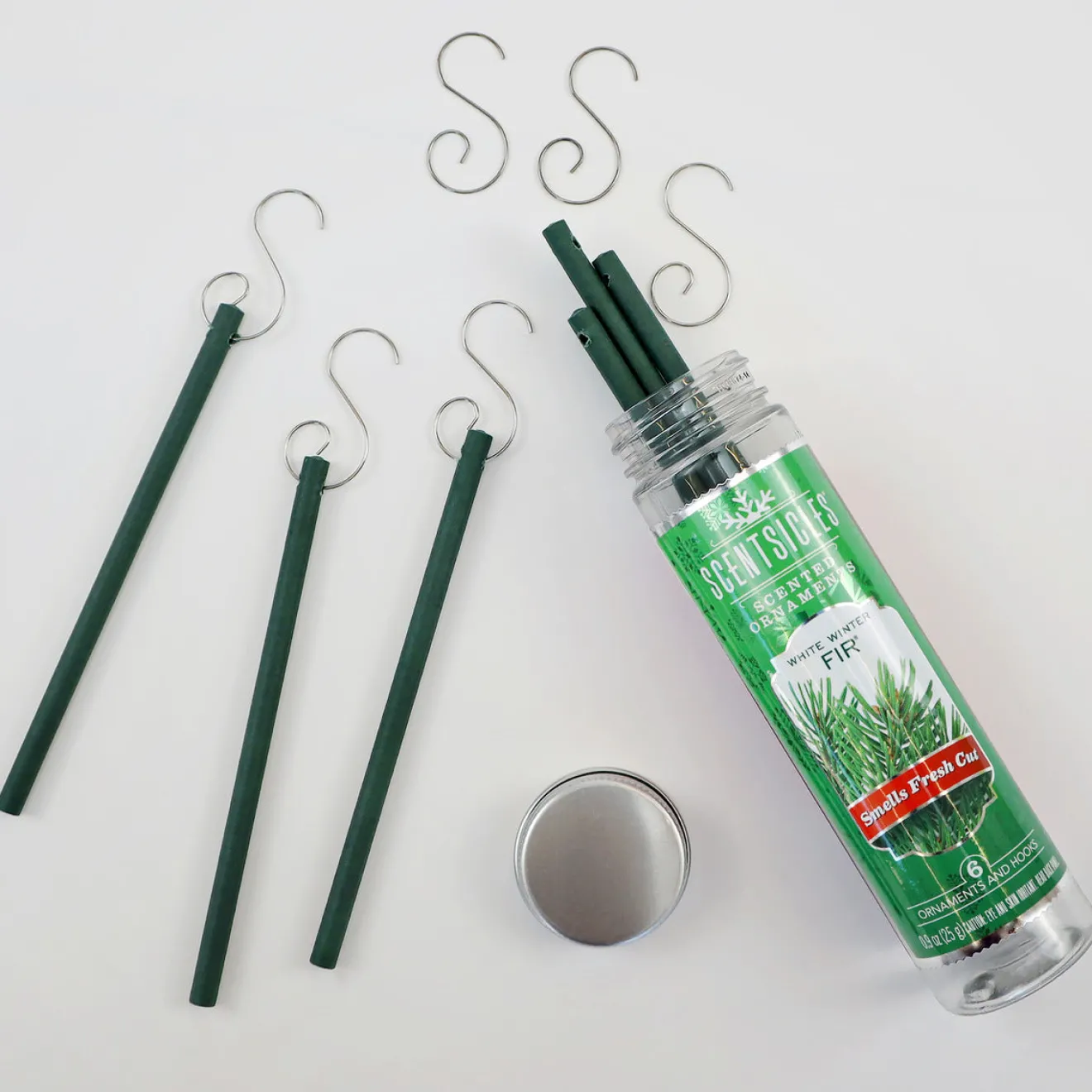Discount Scented Ornaments, 2 Pack- 6ct Bottle, White Winter Fir, Fragrance-Infused Paper Sticks Scentsicles