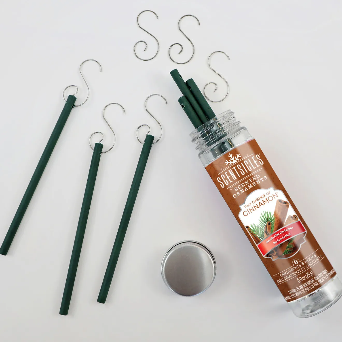 New Scented Ornaments, 2-Pack- 6ct Bottle, 2 Dashes of Cinnamon, Fragrance-Infused Paper Sticks Scentsicles