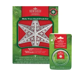 Scentsicles Decorative Ornament, Metal White Star, White Winter Fir with Refill Scentsicles
