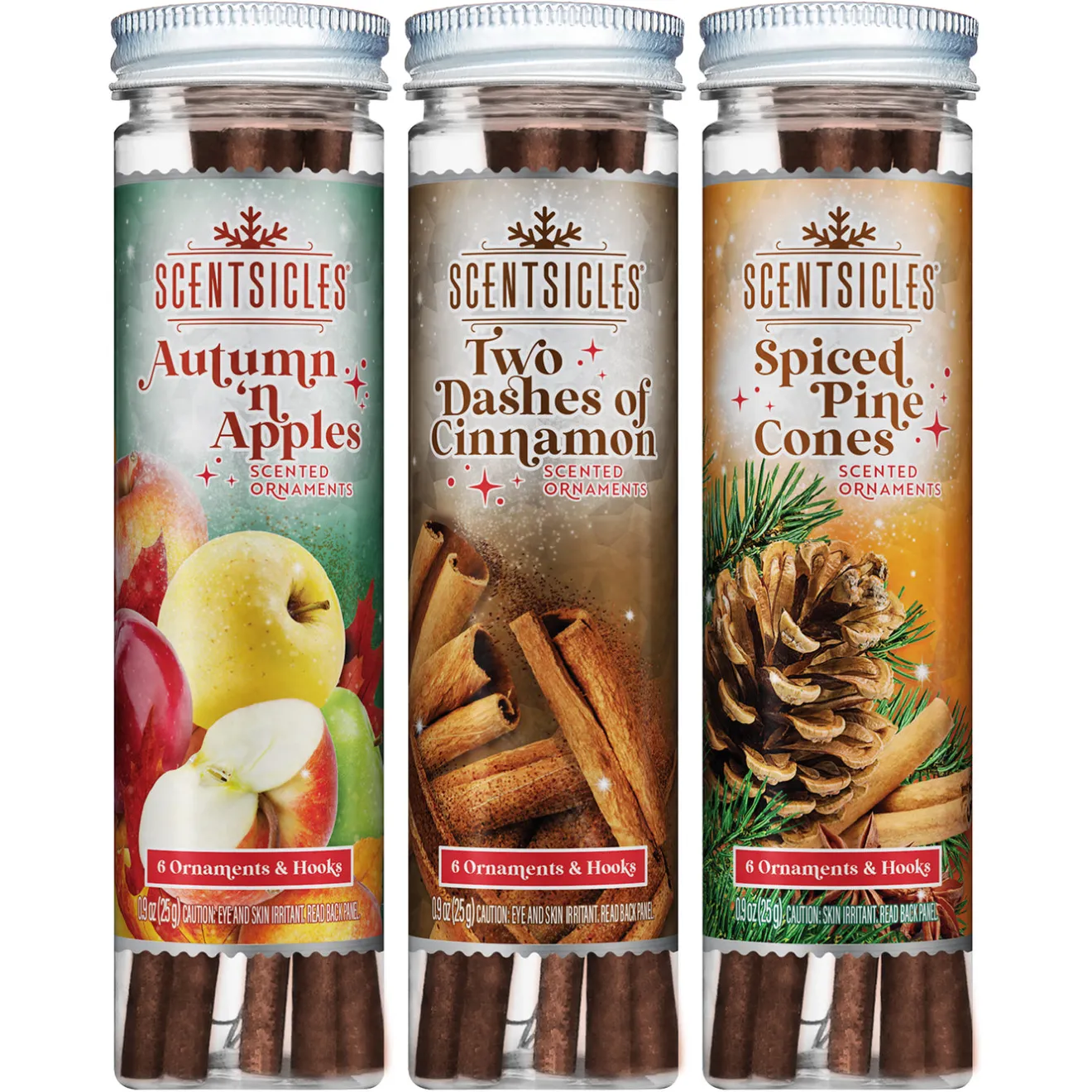 Clearance Scentsicles, 6pc Stick, Autumn 'n Apples, Two Dashes of Cinnamon, Spiced Pine Cones - 3 Pack Scentsicles