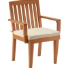 Hot 24x26x37 in. Eucalyptus Grandis Wood Dining Armchair, Natural Color with Beige Cushion & Polyester Pad Patio Furniture