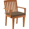 Discount 24x26x37 in. Eucalyptus Grandis Wood Dining Armchair, Natural Color with Chocolate Cushion and Polyester Pad Patio Furniture