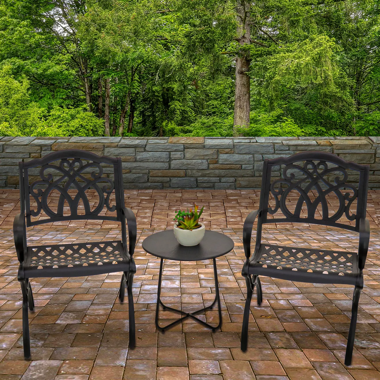 Outlet 24x26x36 in. Leeds Aluminum Circle All Weather Chairs, Set of 2, Leeds Collection Patio Furniture
